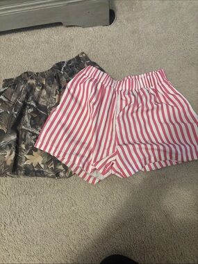 (BUNDLE) Pink and White Striped Elastic Waist Shorts